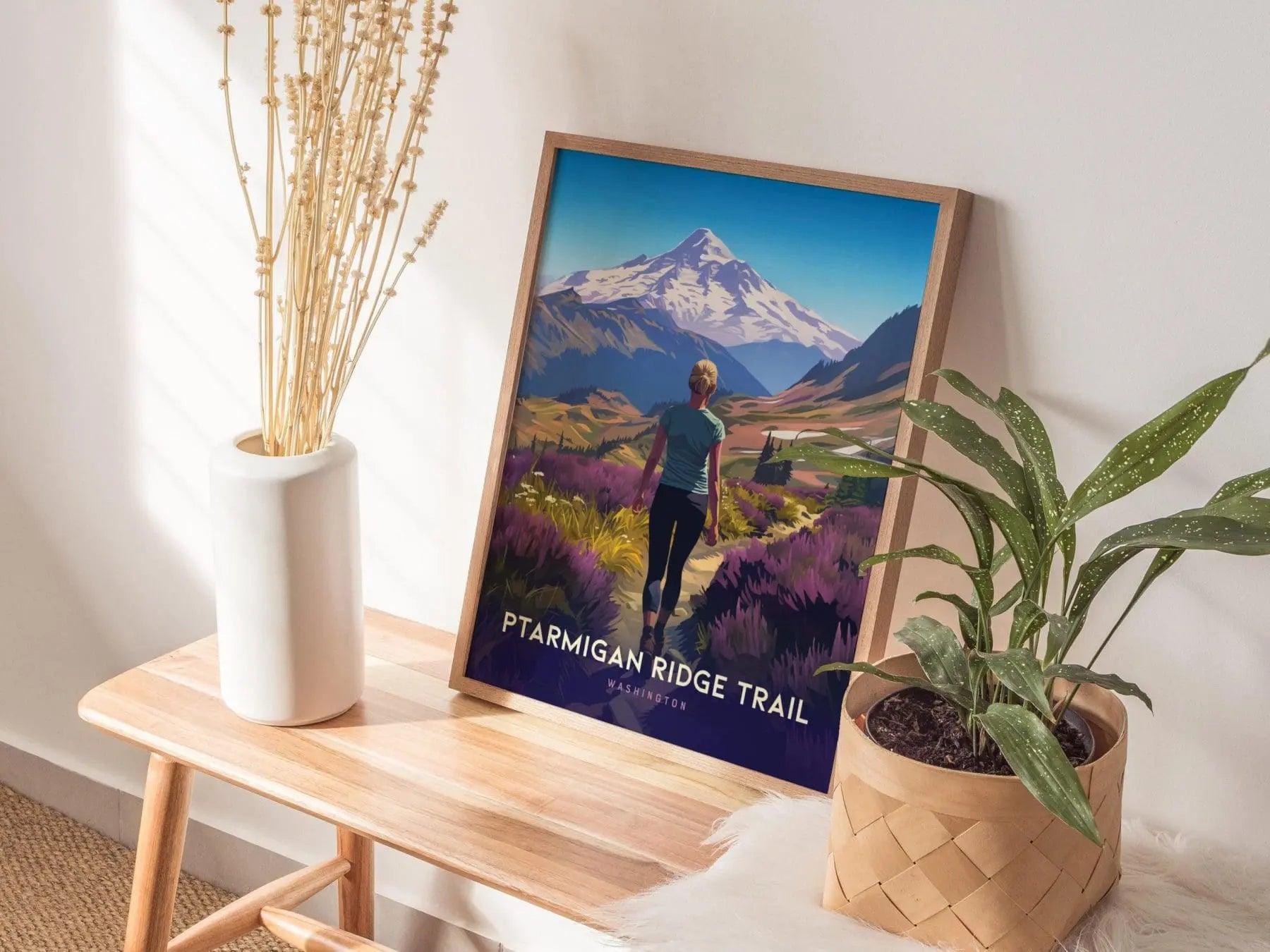 Ptarmigan Ridge Trail, Washington Poster – Scenic Hike with Mt. Baker View, Available Framed/Unframed, Perfect Gift for Hikers, Home Decor - Swell Scenes