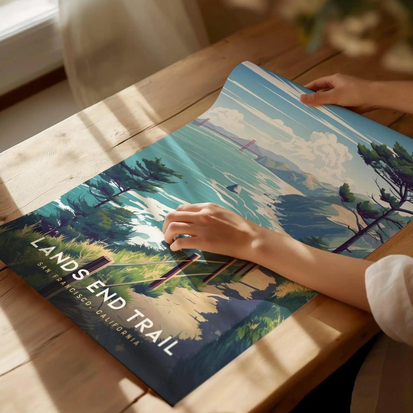 Lands End Trail, San Francisco, California Poster – Scenic View with Golden Gate Bridge, Available Framed/Unframed, Coastal Wall Decor - Swell Scenes