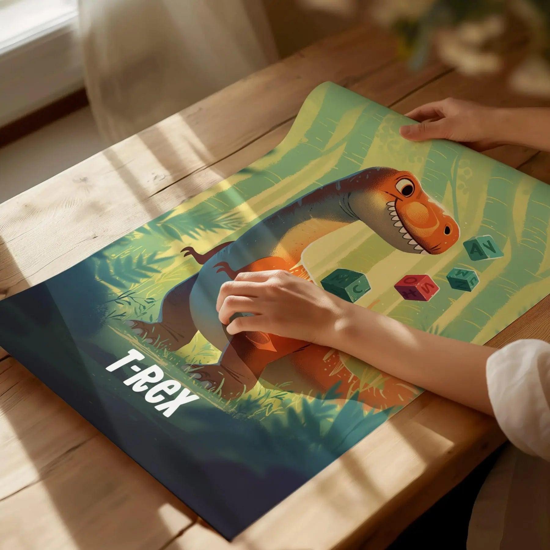 T-Rex Dinosaur Kids Bedroom Unframed Wall Art