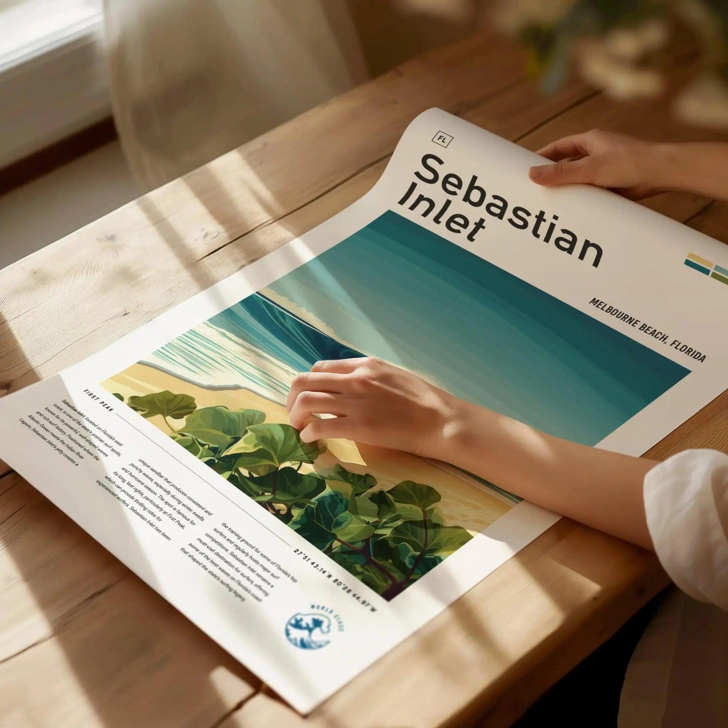 Unframed Sebastian Inlet surf print on premium matte paper with Florida legendary break and wave artwork