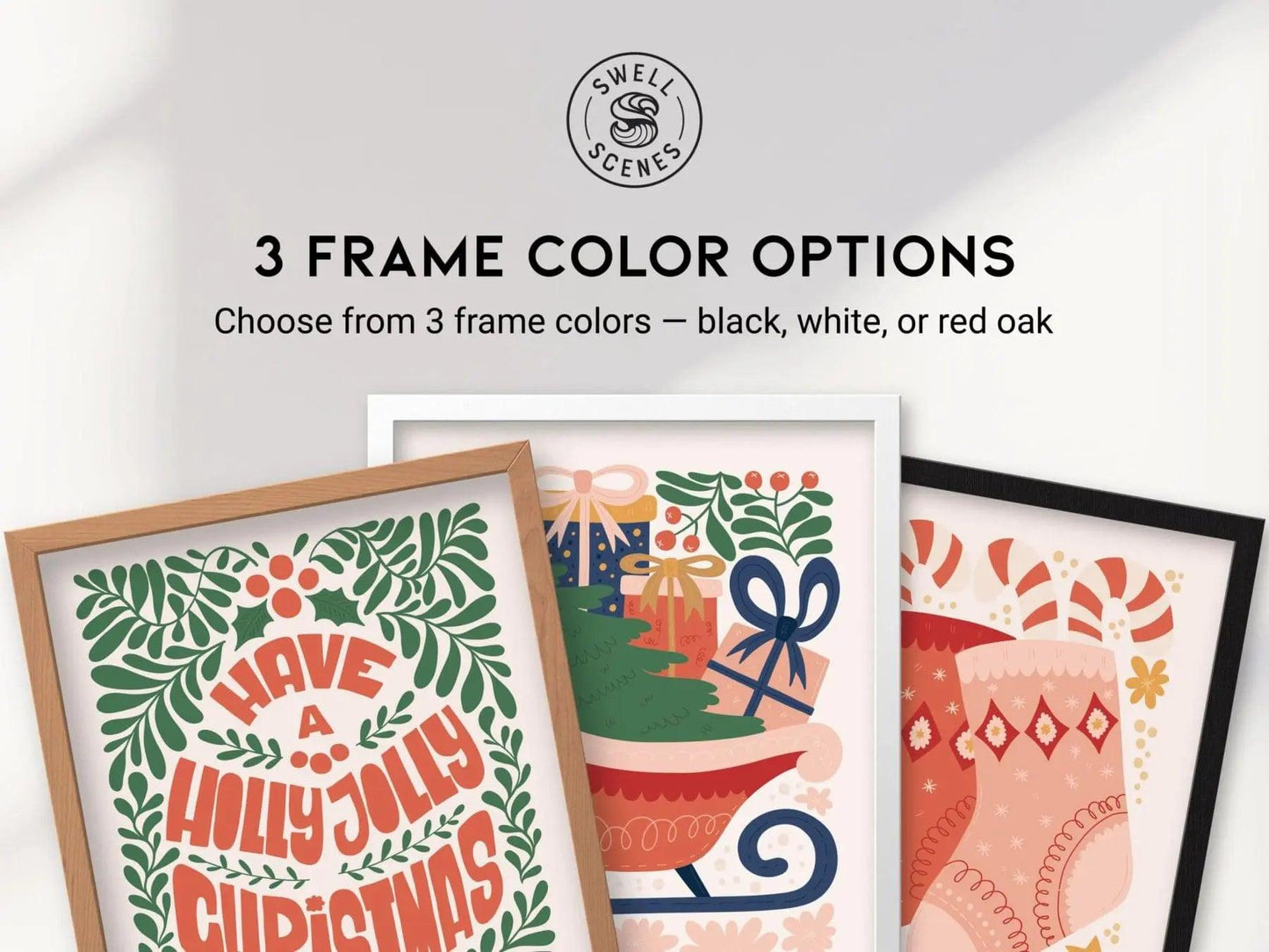 Holiday Cheer Gallery Wall FRAMED or UNFRAMED | Pick 6 Festive Christmas Prints Set | Holiday Decor Art Series | Swell Scenes | S6-4 - Swell Scenes