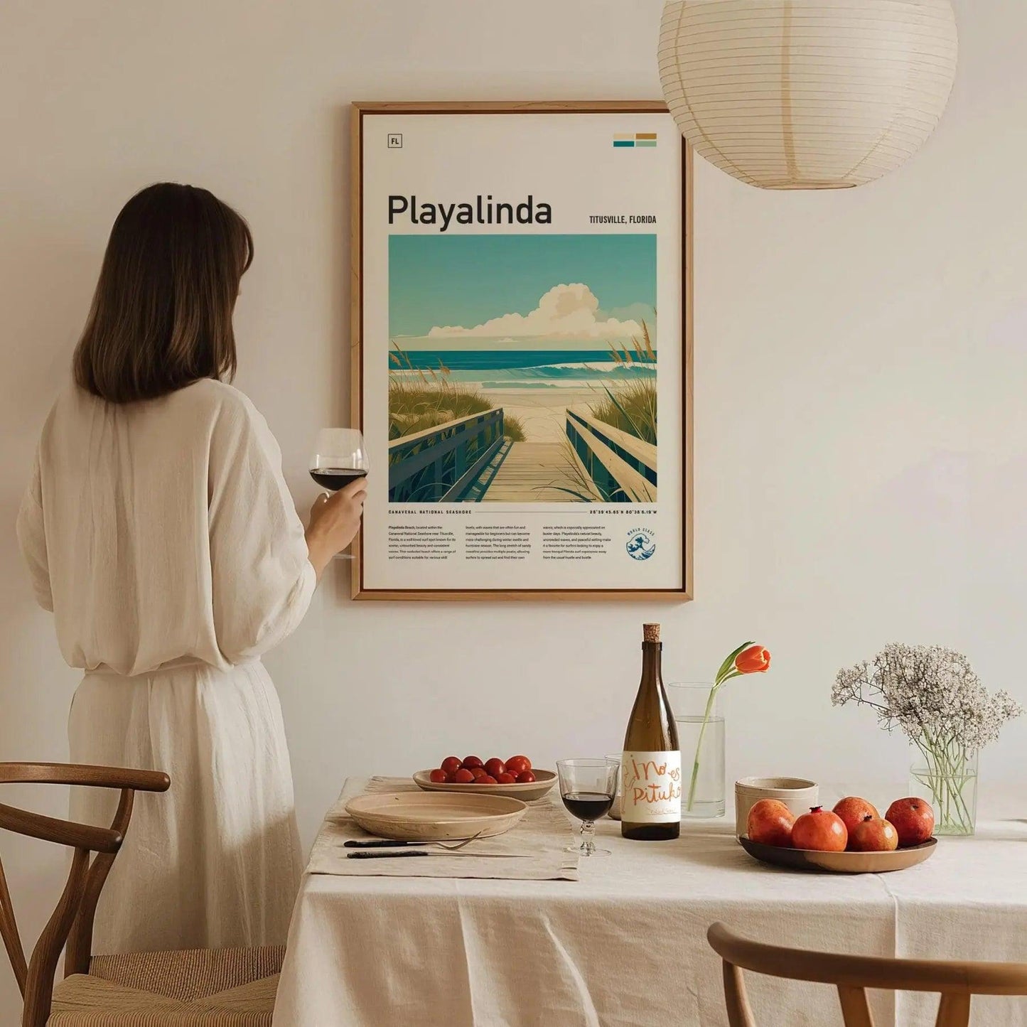 Playalinda Beach Florida Surf Spot Framed Poster | Canaveral National Seashore FL Wave | Surfer Travel Print Gift | Minimalist Surfing Coastal Home Decor - Swell Scenes