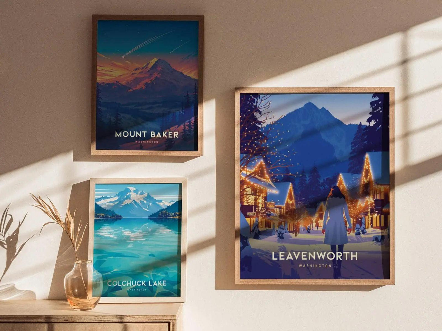 Leavenworth, Washington Poster – Charming Snow-Covered Winter Scene, Available Framed/Unframed, Perfect Holiday Decor, Christmas Gift - Swell Scenes