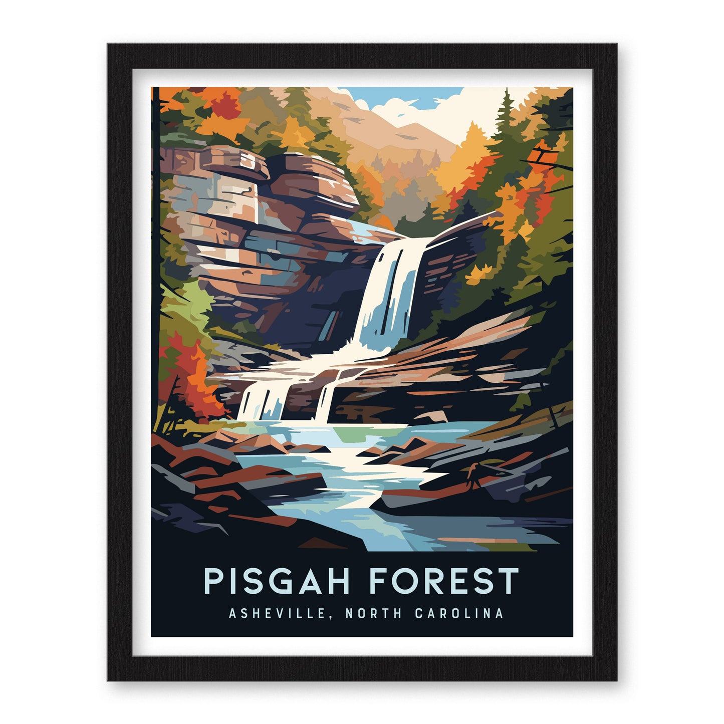 Pisgah Forest Poster | Asheville NC Waterfall Art | Blue Ridge Mountains