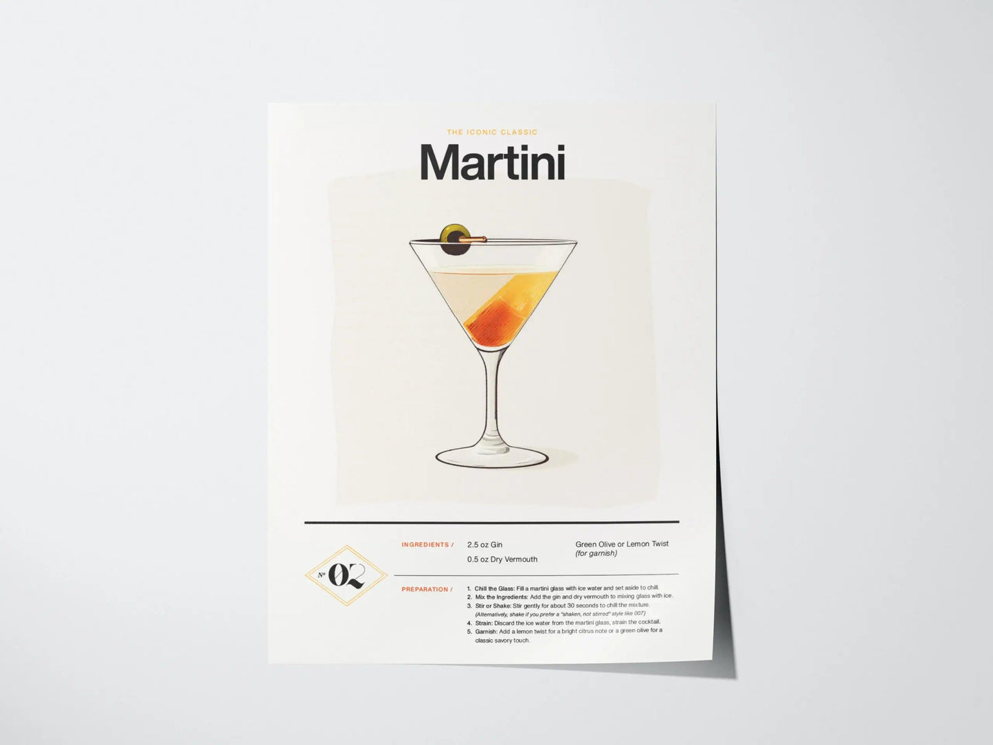 Martini Cocktail Framed Poster | Iconic Gin or Vodka Drink Minimalist Design | Martini Lover Gift | Kitchen Bar Home Decor - Swell Scenes