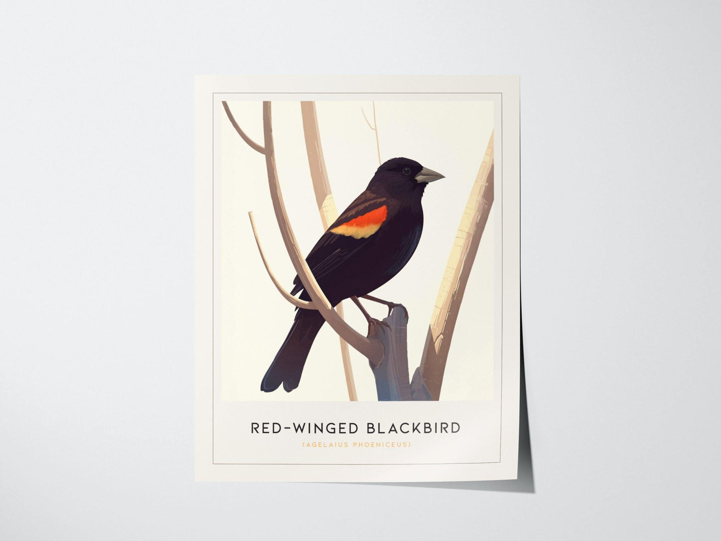Red-Winged Blackbird Poster | Minimalist Bird Art Print | Perfect for Nature Lovers & Modern Home Decor - Swell Scenes