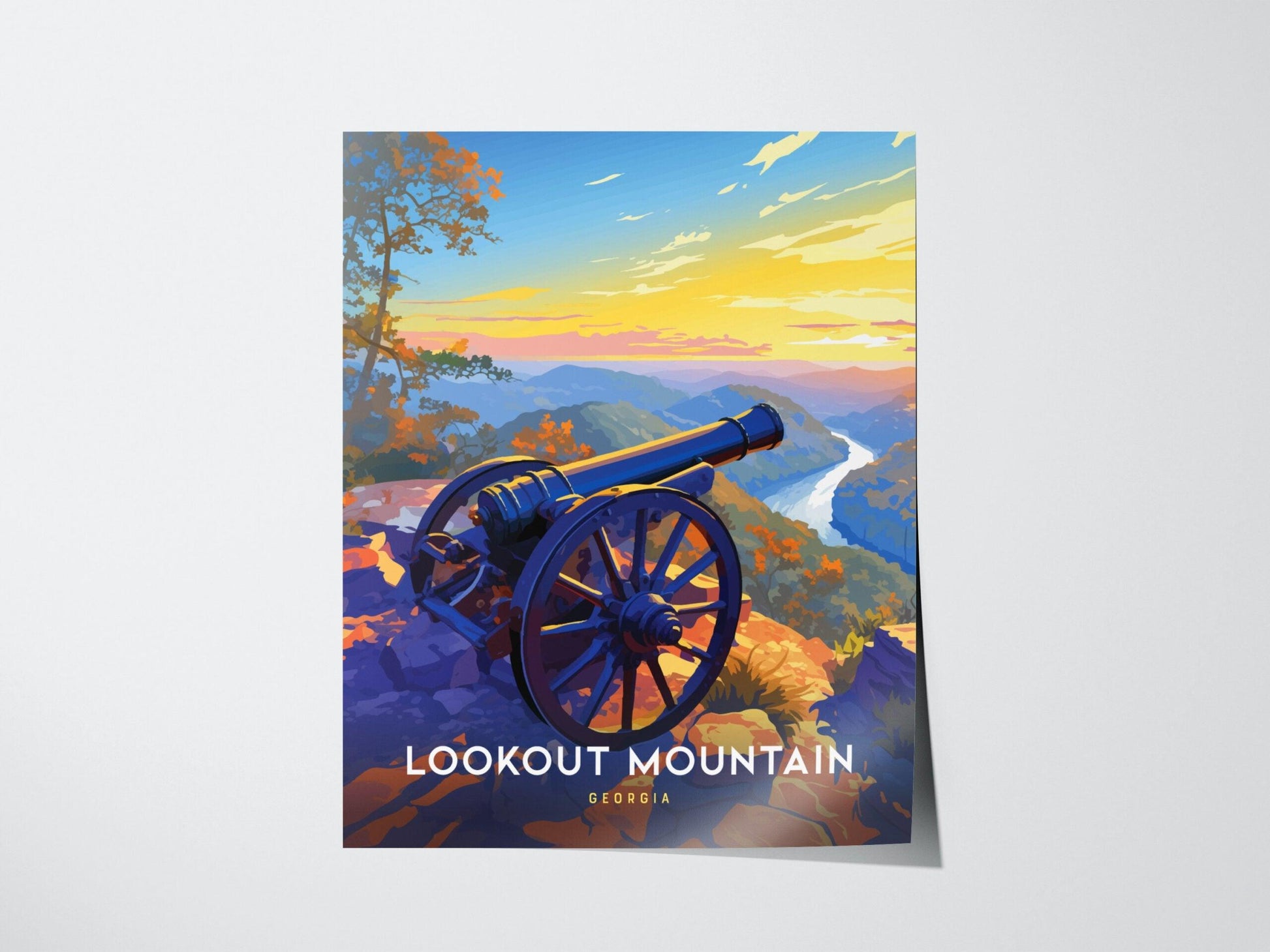 Lookout Mountain Poster | Scenic Georgia Sunset Art Print | Perfect for History Buffs & Nature Lovers - Swell Scenes