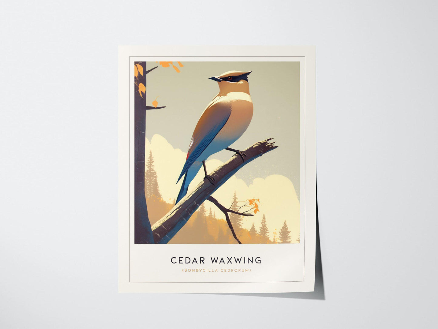 Cedar Waxwing Framed Poster | Nature Bird Lover Modern Wall Art | Audubon Wildlife Print | Woodland Cottage Decor - Swell Scenes