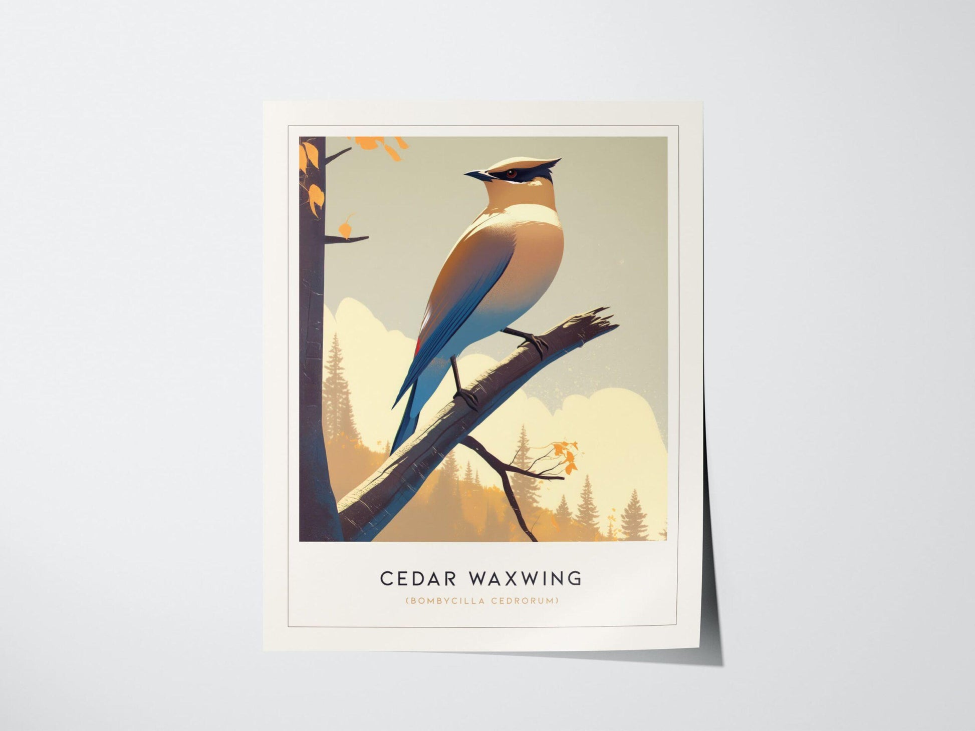 Cedar Waxwing Framed Poster | Nature Bird Lover Modern Wall Art | Audubon Wildlife Print | Woodland Cottage Decor - Swell Scenes