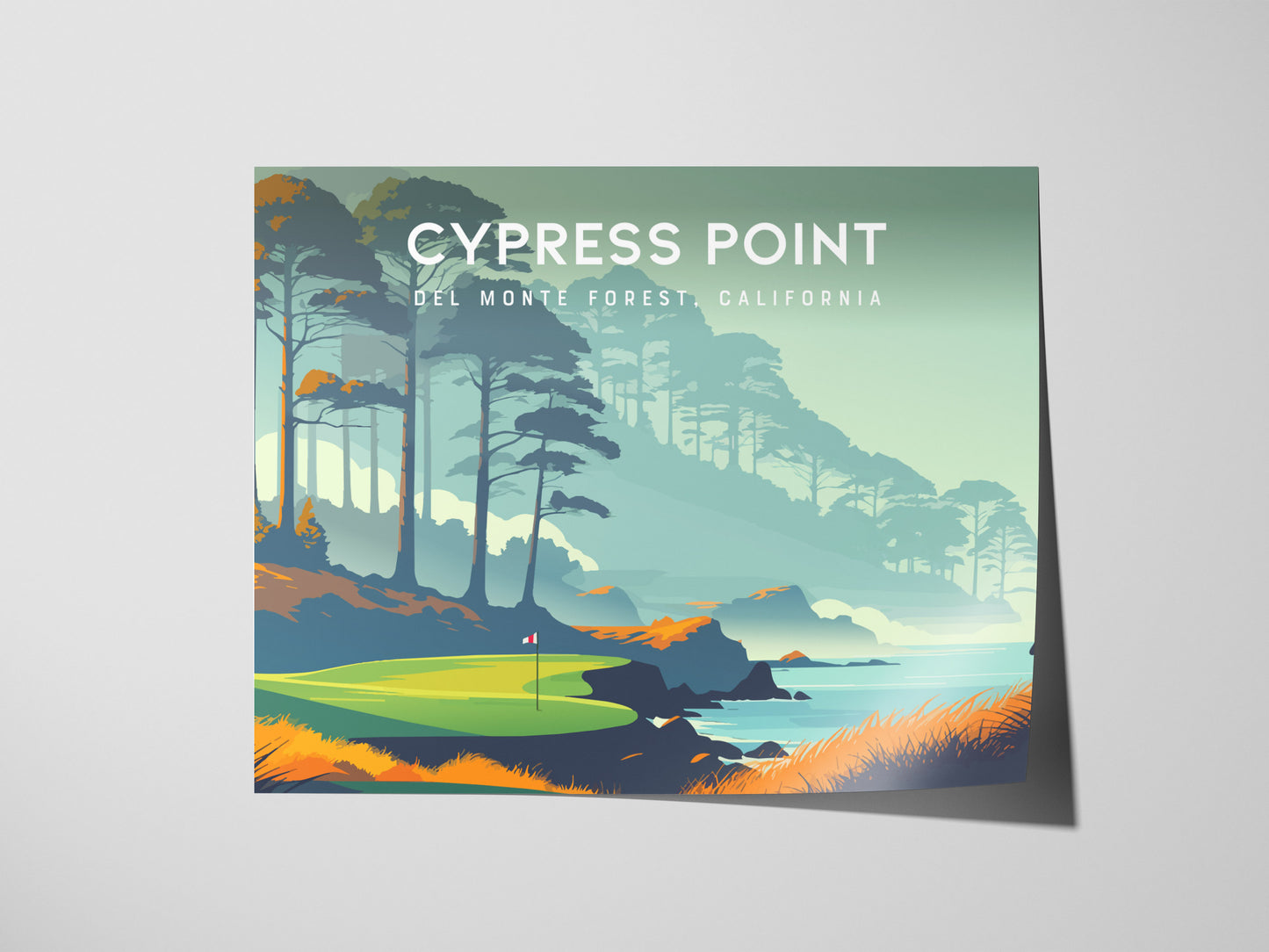 Cypress Point Landscape Poster | Del Monte Forest, California Golf Wall Art Framed or Unframed — giclée print detail on matte