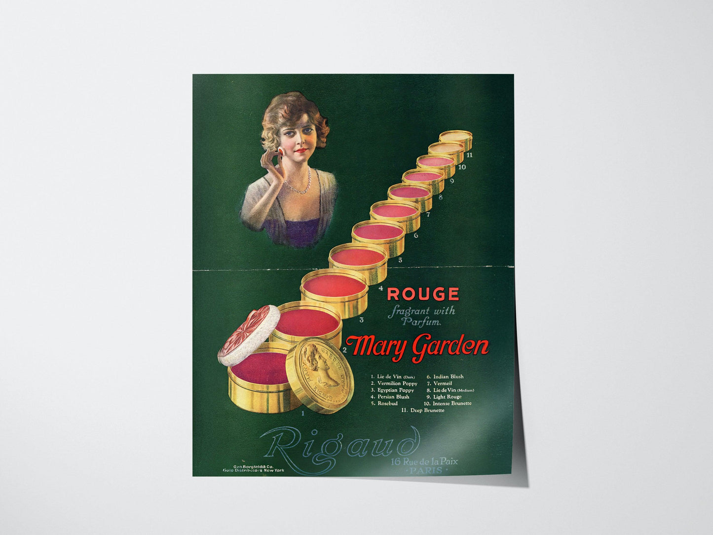 Vintage Mary Garden Rouge Ad – 1920s French Perfume & Makeup Poster, Antique Beauty Decor, Available Framed/Unframed, Retro Cosmetics Art - Swell Scenes