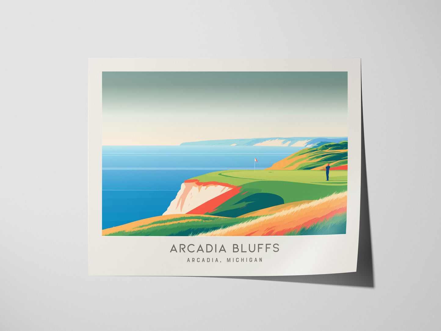 Arcadia Bluffs Landscape Matte Border Poster | Golf Wall Art Arcadia, Michigan Framed or Unframed — giclée print detail on ma