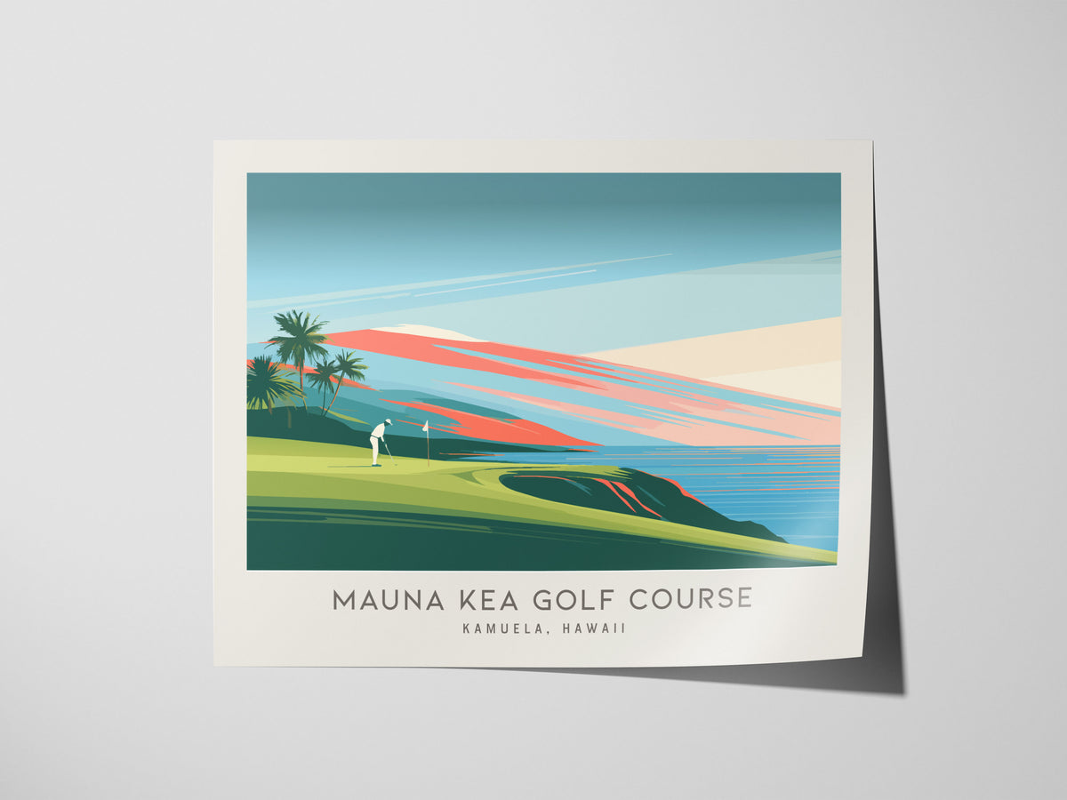 Mauna Kea Golf Course Landscape Matte Border Poster | Kamuela, Hawaii Golf Wall Art & Framed or Unframed Links Poster — giclé