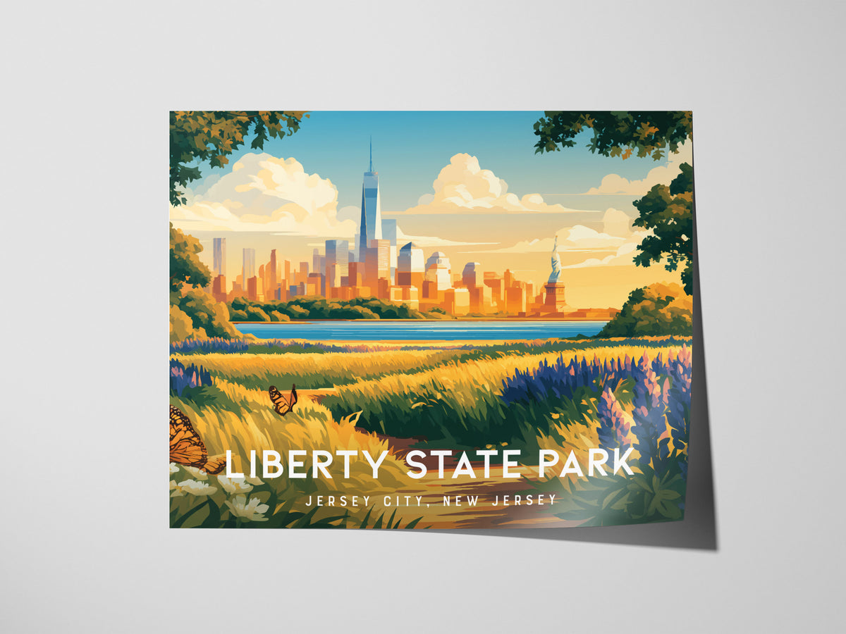 Liberty State Park Landscape Poster | Jersey City, New Jersey Vacation Wall Art — giclée print detail on matte paper