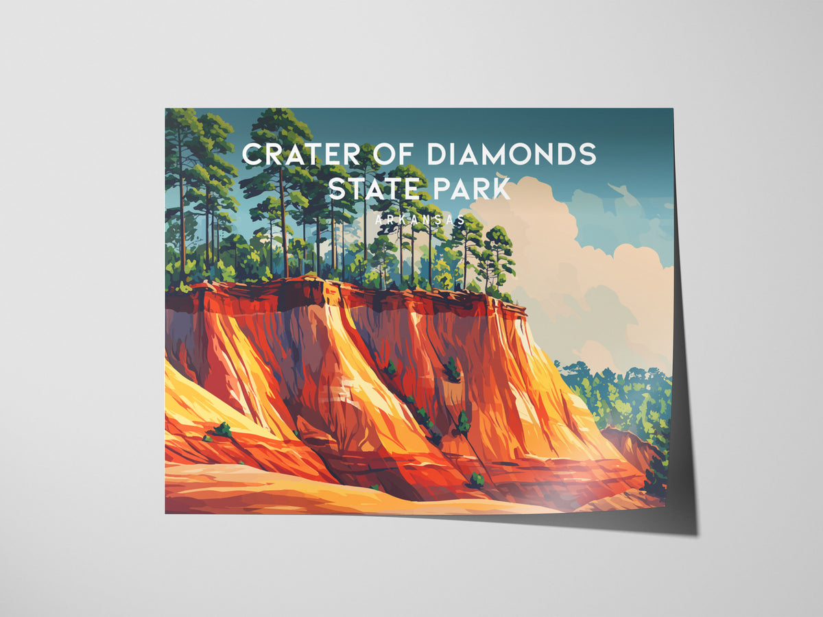Crater of Diamonds State Park Landscape Poster | Arkansas Gem Hunting Travel Wall Art — giclée print detail on matte paper