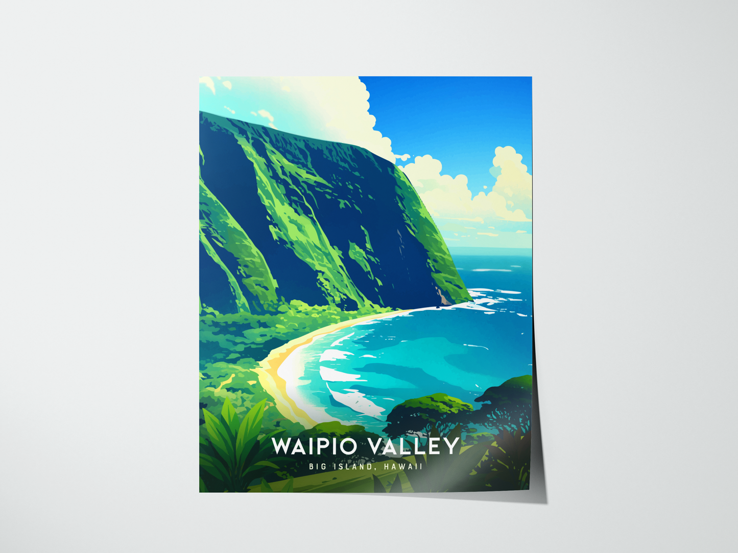 Waipio Valley Poster | Big Island Hawaii Art Valley of Kings Lookout