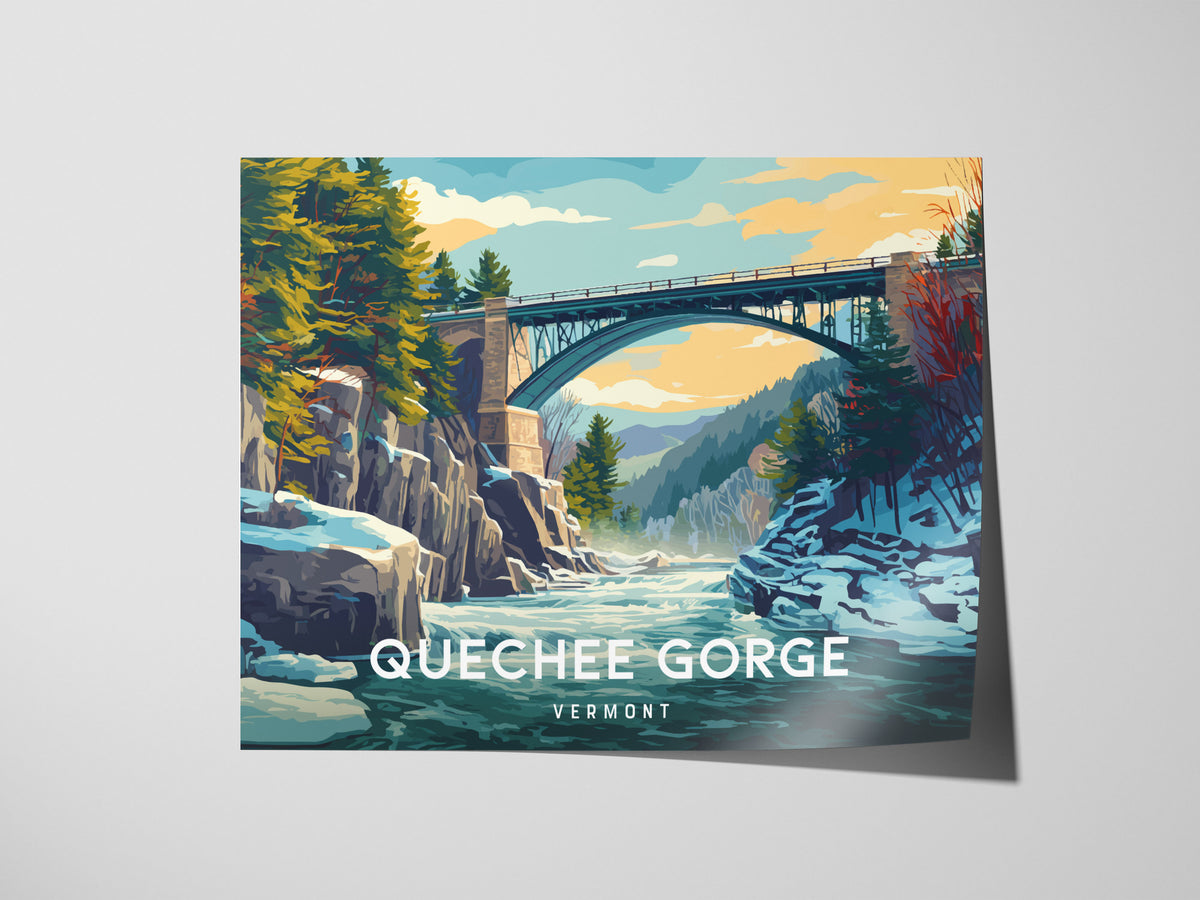Quechee Gorge Landscape, Vermont Poster | Framed or Unframed Gorge Wall Art — giclée print detail on matte paper