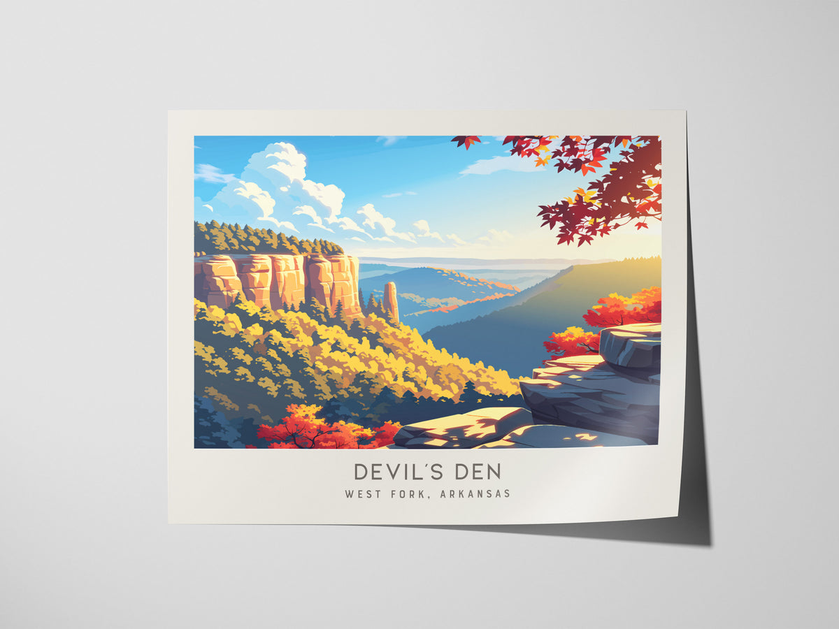 Devil's Den Landscape Matte Border Poster | West Fork, Arkansas Travel Gift Framed or Unframed — giclée print detail on matte