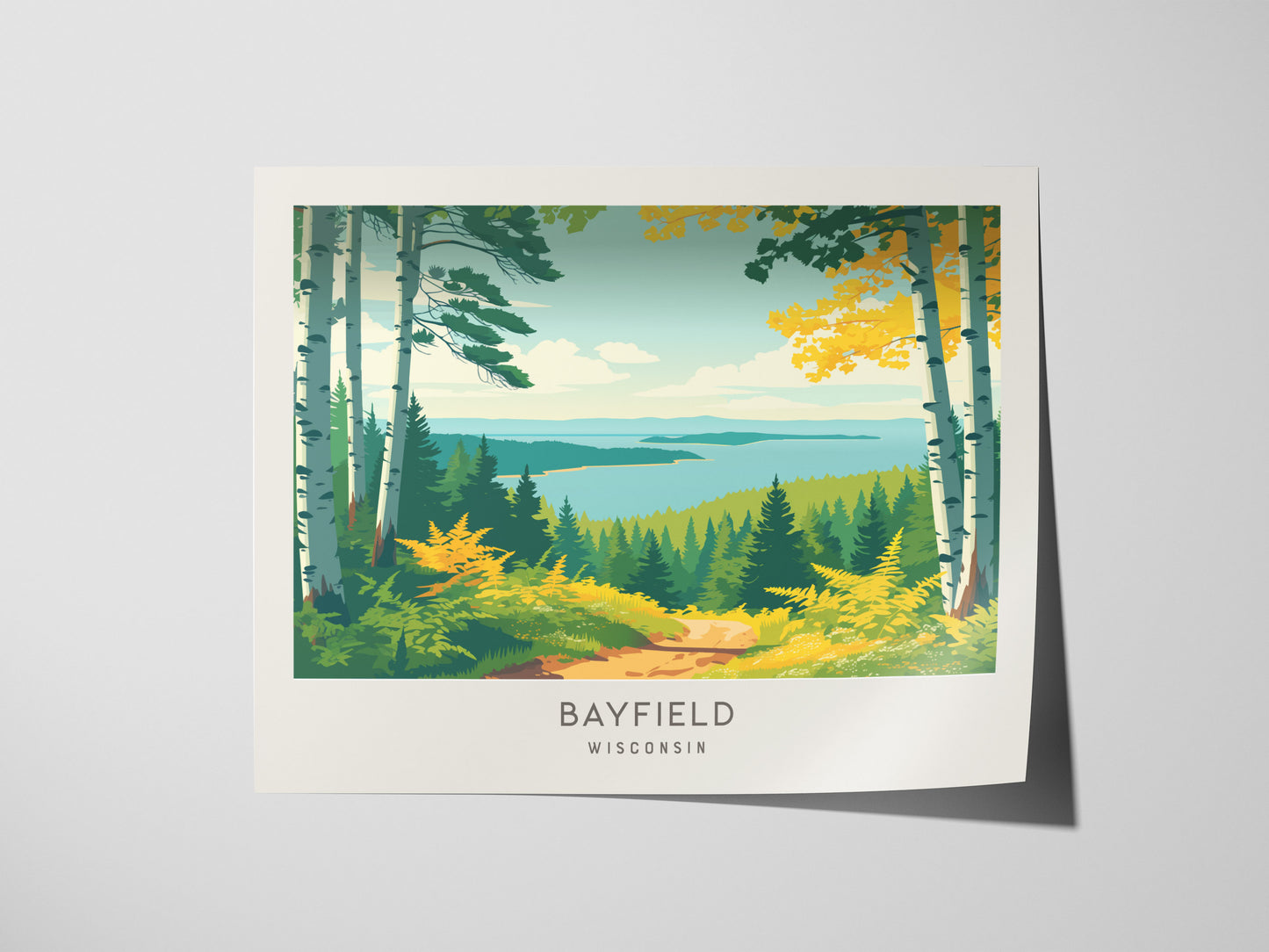 Bayfield Landscape Matte Border Poster | Wisconsin Vacation Wall Art — giclée print detail on matte paper