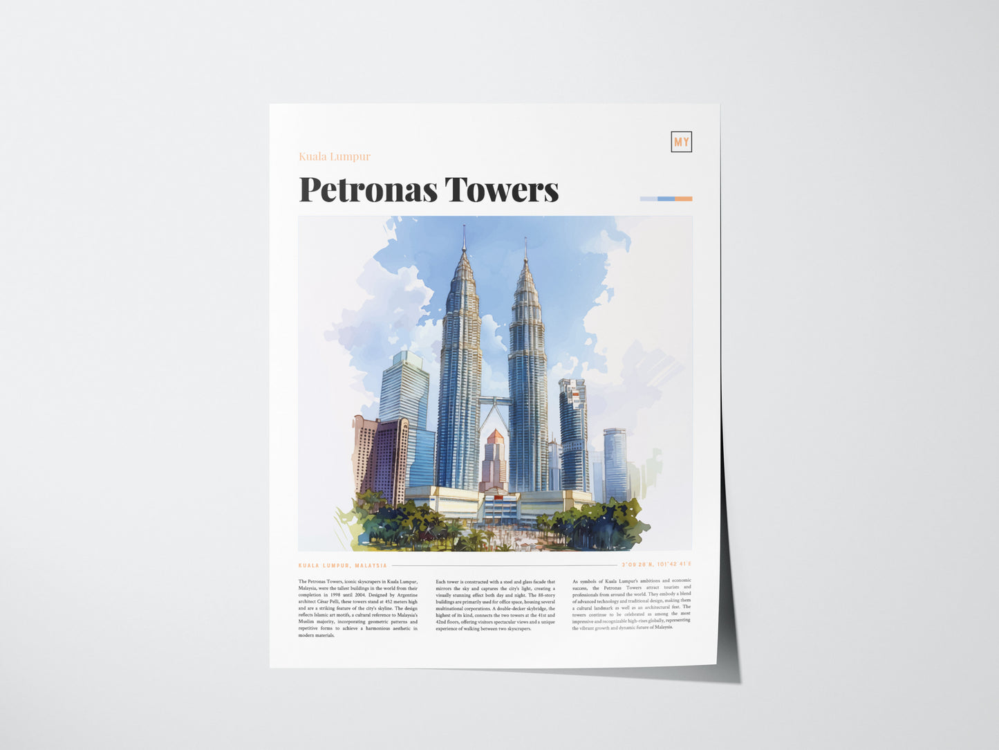 Kuala Lumpur Skyline Poster | Petronas Twin Towers Cityscape Wall Art