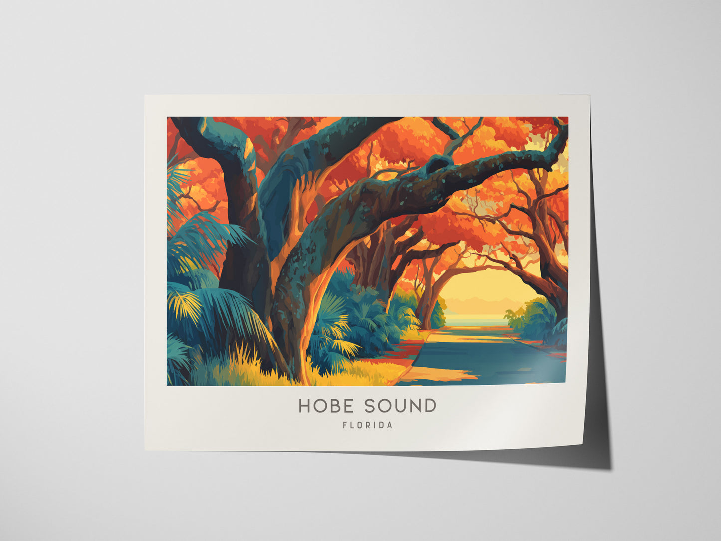 Hobe Sound Landscape Matte Border Poster | Florida Coastal Decor Vacation Home Gift Wall Art — giclée print detail on matte p