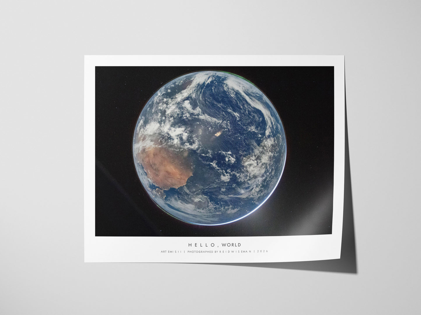 Hello, World Landscape Poster | NASA Artemis II Space Photography Wall Art — giclée print detail on matte paper
