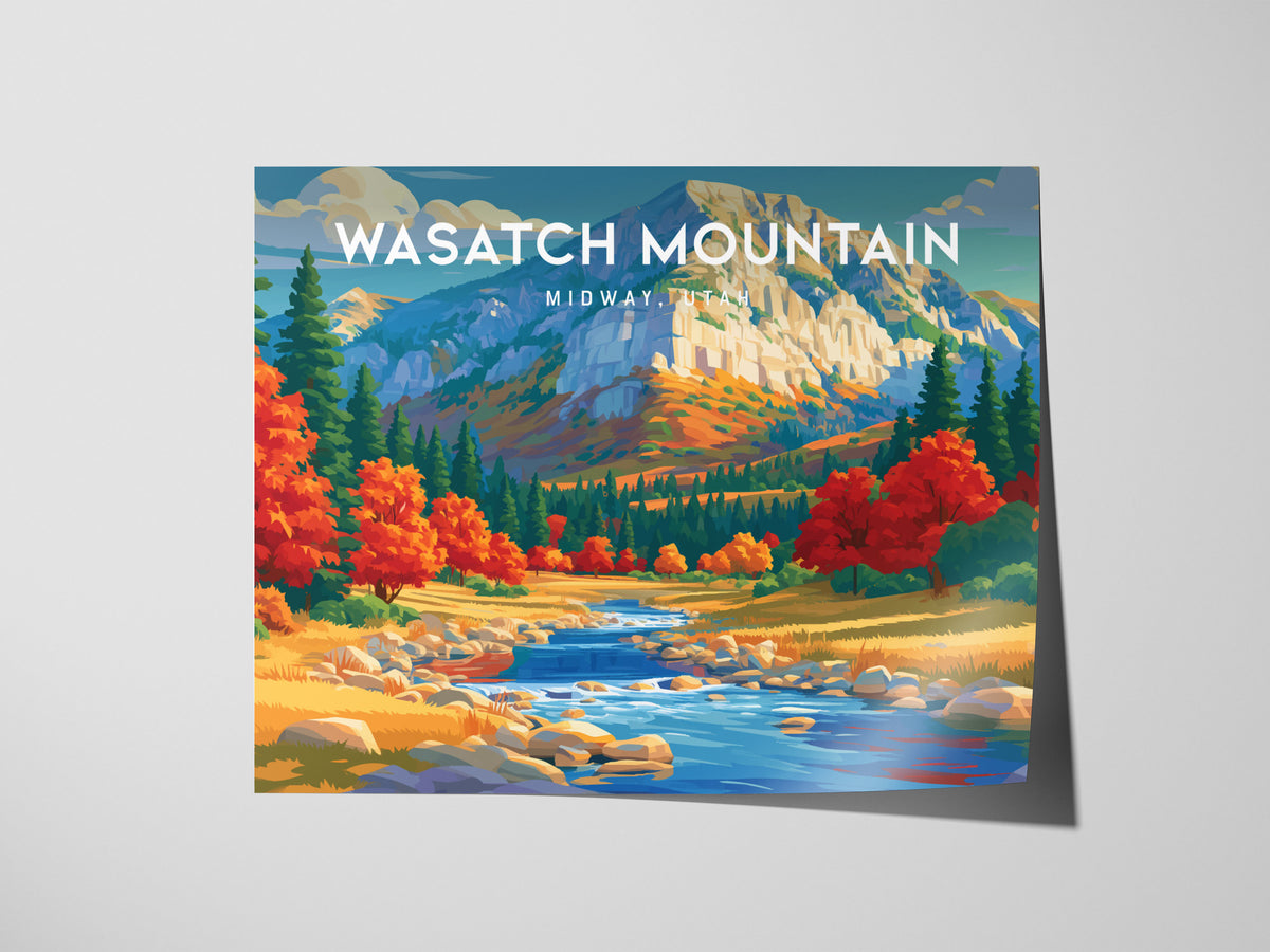 Wasatch Mountain Landscape, Midway, Utah Poster | Alpine Valley Framed or Unframed Wall Art — giclée print detail on matte pa