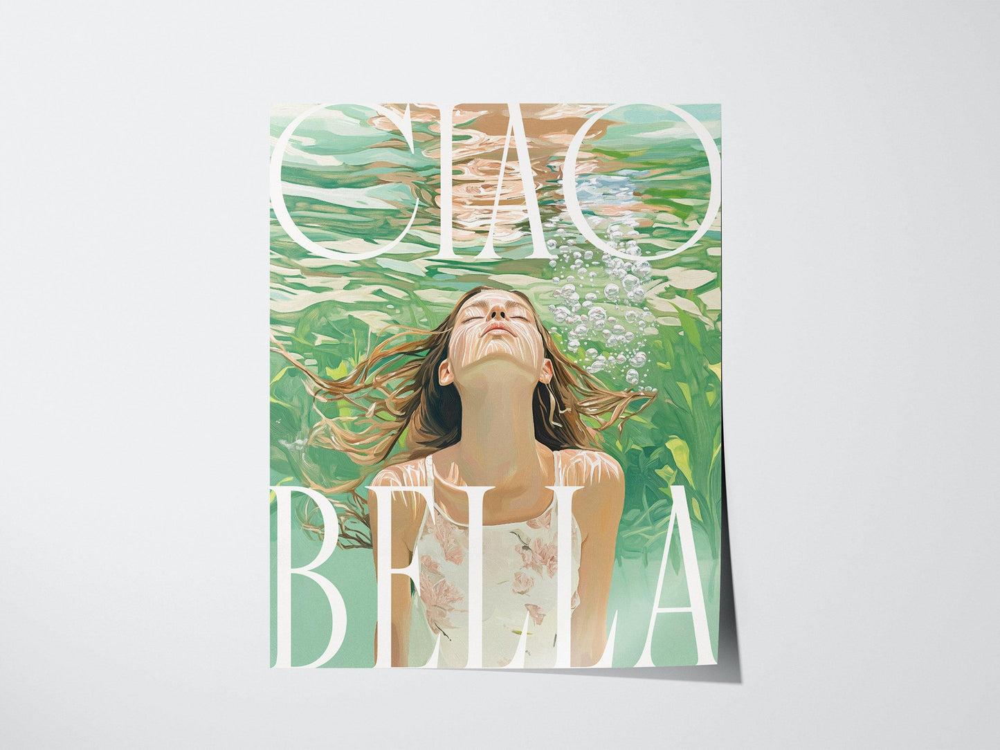 Ciao Bella Art Print – Dreamy Italian Coastal Wall Decor, Mediterranean Aesthetic, Elegant Feminine Poster, Available Framed/Unframed - Swell Scenes