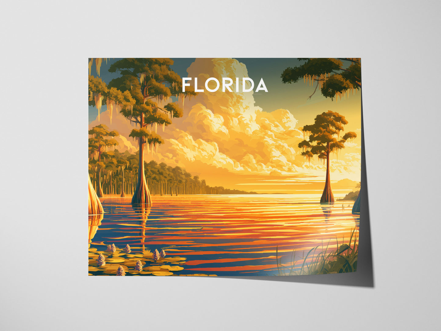 Florida Landscape Poster | Travel Wall Art — giclée print detail on matte paper