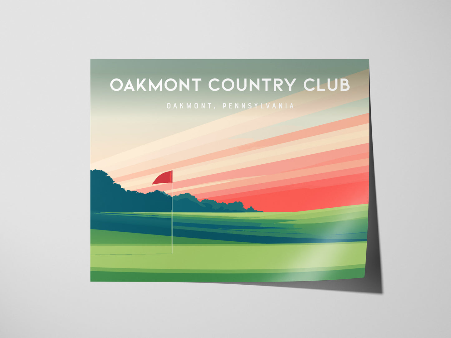 Oakmont Country Club Landscape Poster | Oakmont, Pennsylvania Country Club Decor Wall Art — giclée print detail on matte pape