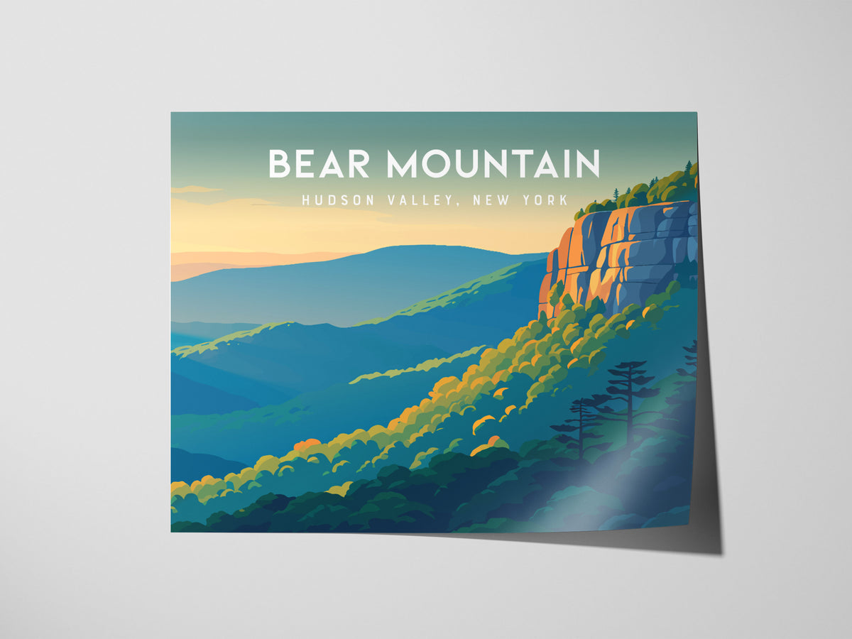Bear Mountain Landscape Poster | Hudson Valley, New York Vacation Wall Art — giclée print detail on matte paper