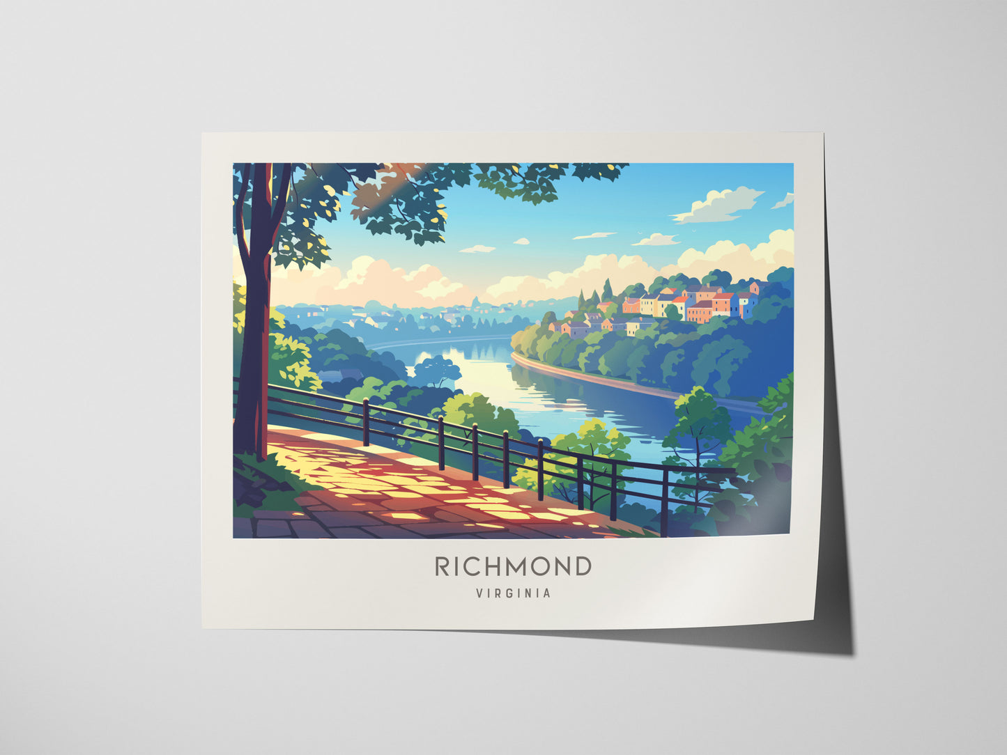 Richmond Landscape Matte Border Poster | Virginia Travel Wall Art — giclée print detail on matte paper