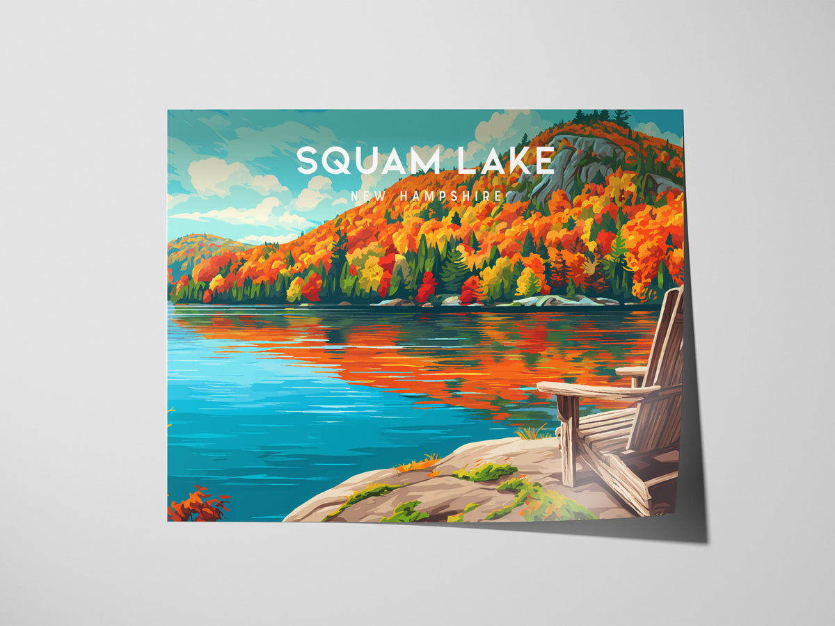 Squam Lake Landscape Poster | New Hampshire Framed or Unframed Wall Art — giclée print detail on matte paper