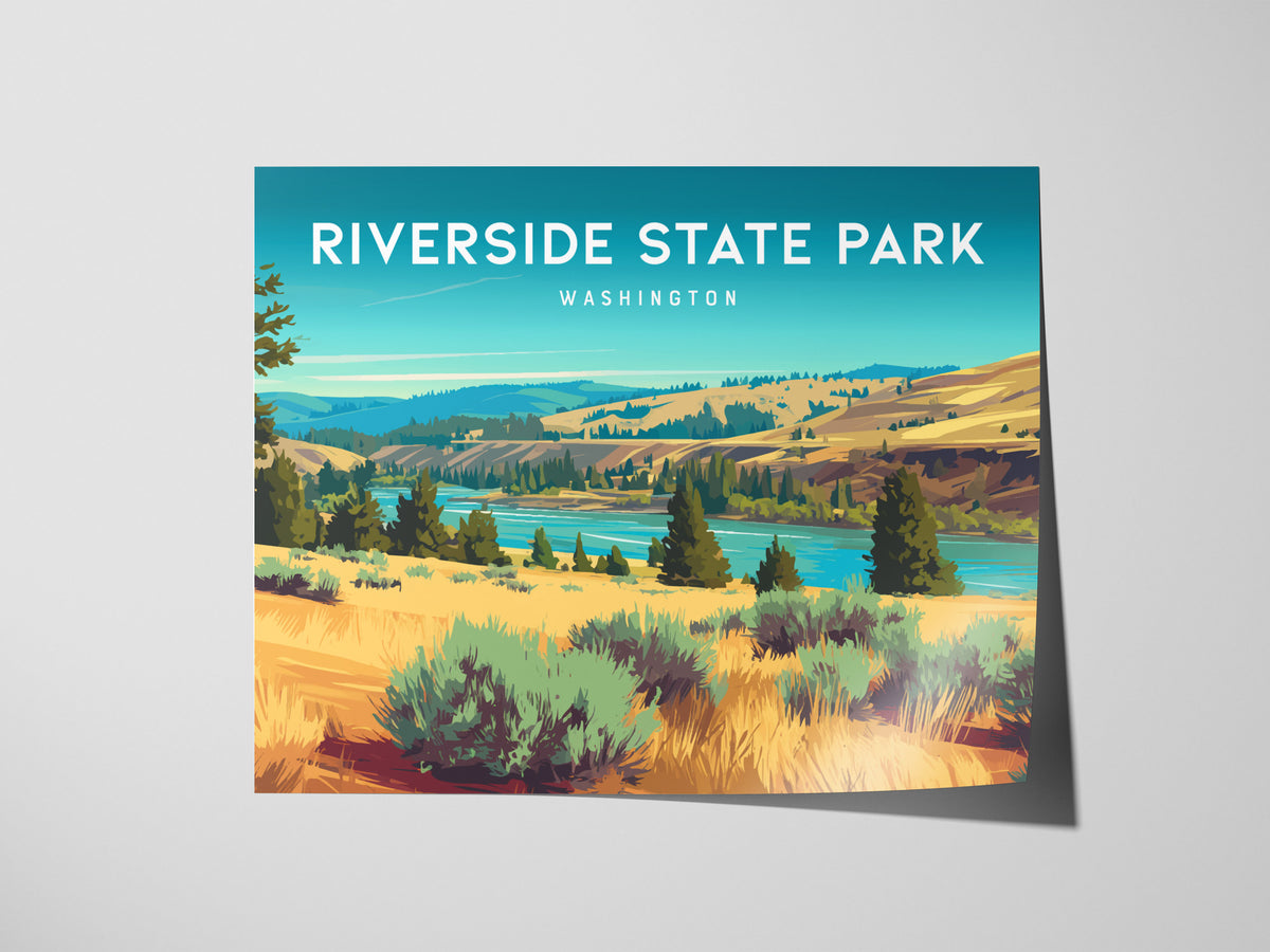 Riverside State Park, Washington Landscape Poster | Pacific Northwest Vacation Wall Art — giclée print detail on matte paper