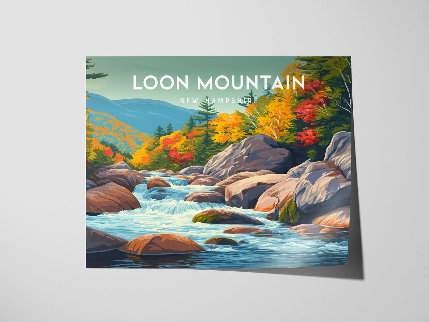 Loon Mountain Landscape Poster | New Hampshire Framed or Unframed Wall Art — giclée print detail on matte paper