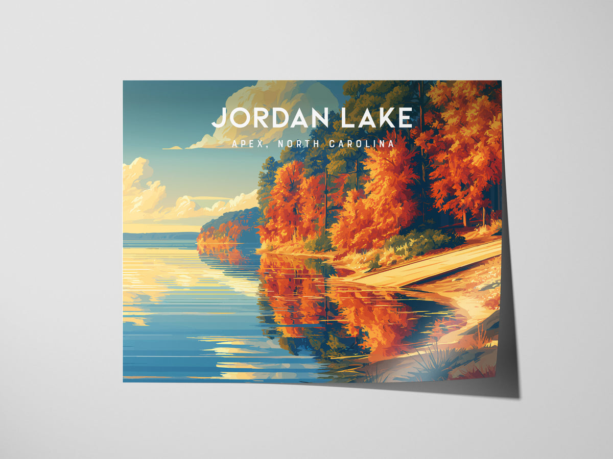 Jordan Lake Landscape Poster | Apex, North Carolina Framed or Unframed Beach House Decor — giclée print detail on matte paper