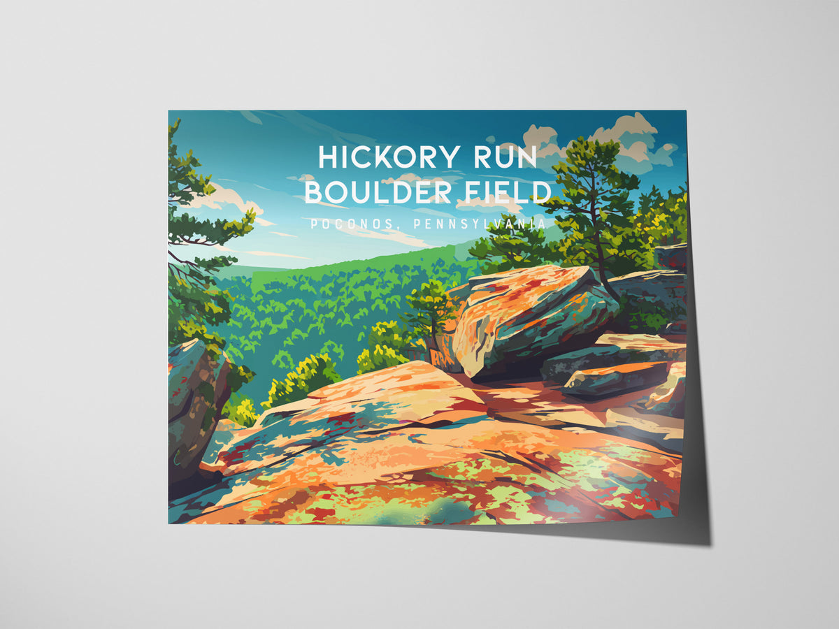 Hickory Run Boulder Field Landscape Poster | Poconos, Pennsylvania Destination Print Wall Art — giclée print detail on matte