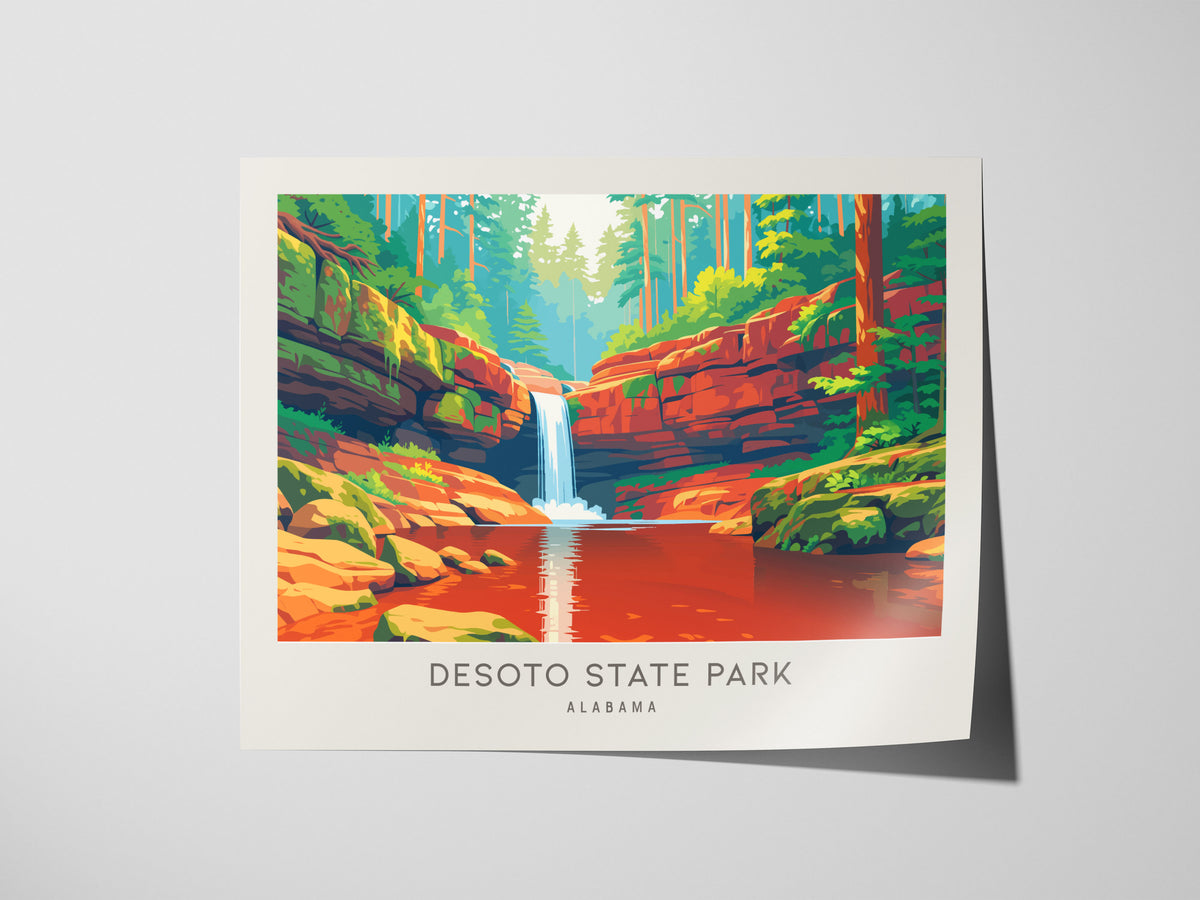 DeSoto State Park Landscape Matte Border Poster | Alabama Travel Gift Framed or Unframed — giclée print detail on matte paper
