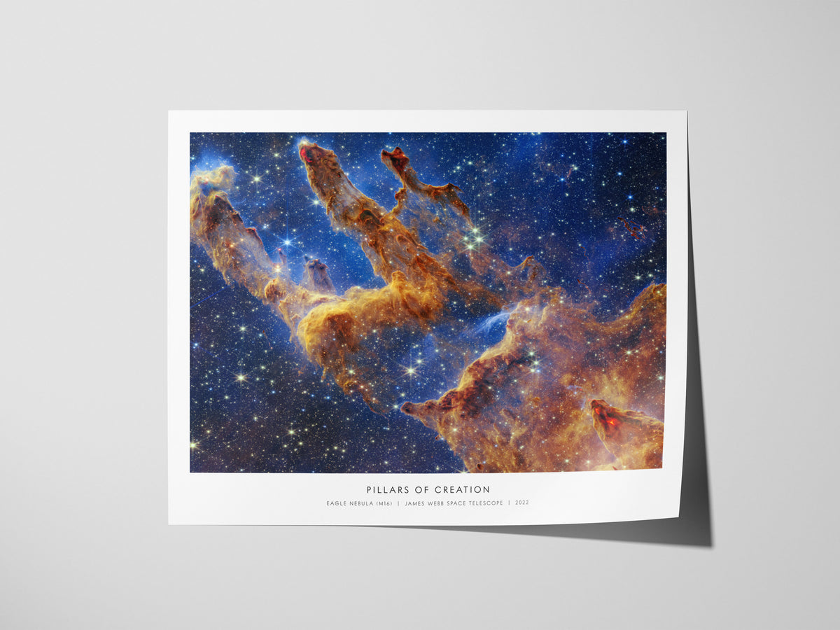 Pillars of Creation Landscape Poster | NASA Eagle Nebula (M16) JWST Poster Space Photography Wall Art — giclée print detail o