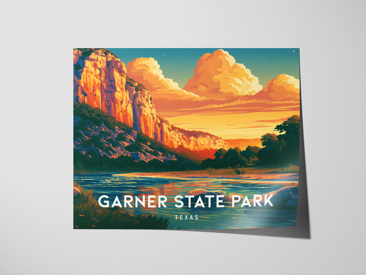Garner State Park, Texas Landscape Poster | Frio River Travel Wall Art — giclée print detail on matte paper