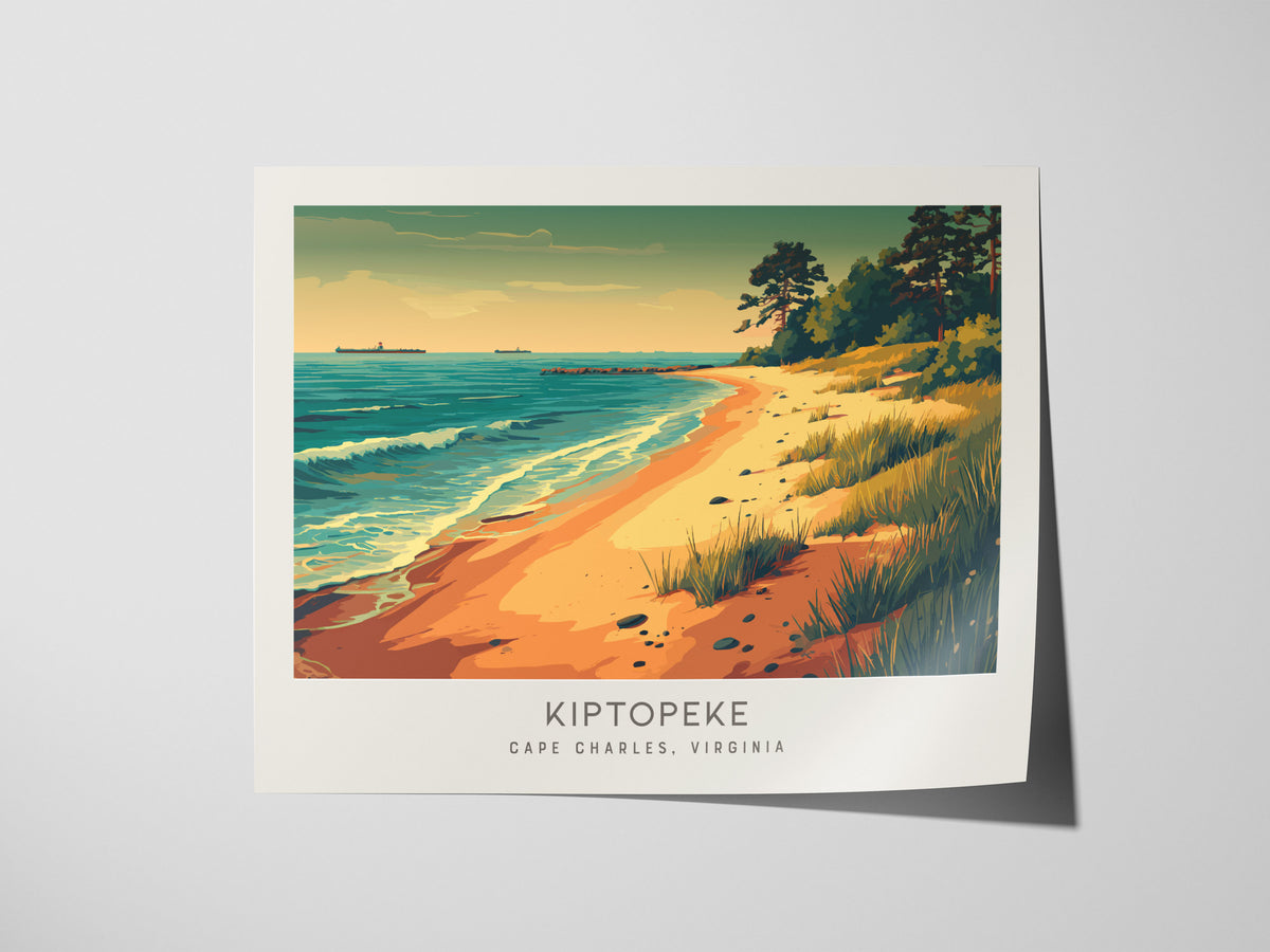 Kiptopeke Landscape Matte Border Poster | Cape Charles, Virginia Beach House Decor Travel Gift — giclée print detail on matte