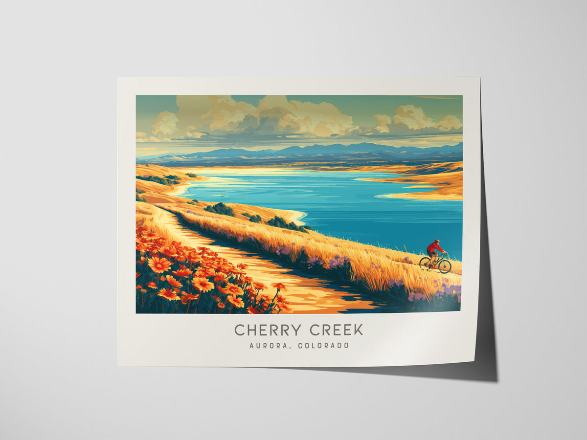 Cherry Creek Landscape Matte Border Poster | Aurora, Colorado Travel Wall Art — giclée print detail on matte paper