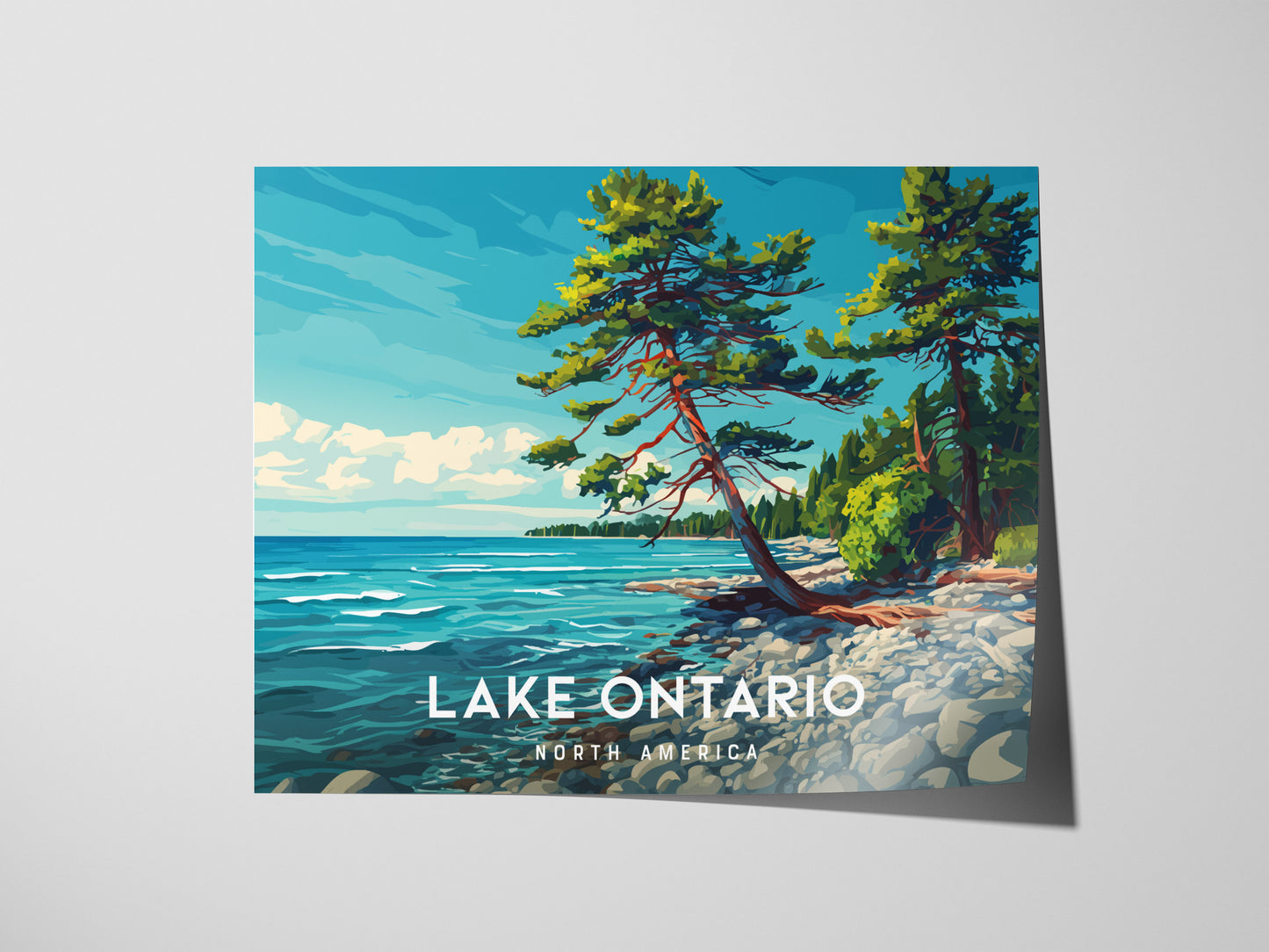 Lake Ontario Landscape Poster | North America Destination Print | Coastal Beach Decor Wall Art — giclée print detail on matte