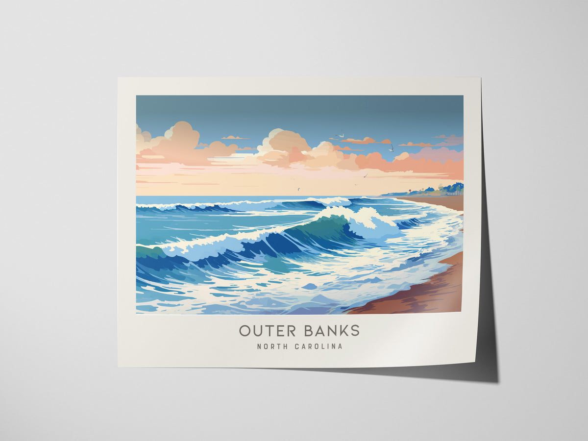 Outer Banks Landscape Matte Border Poster | North Carolina Travel Wall Art — giclée print detail on matte paper