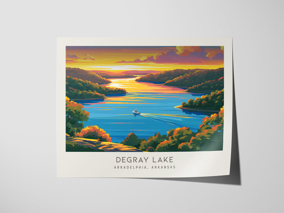DeGray Lake Landscape Matte Border Poster | Arkadelphia, Arkansas Travel Gift — giclée print detail on matte paper