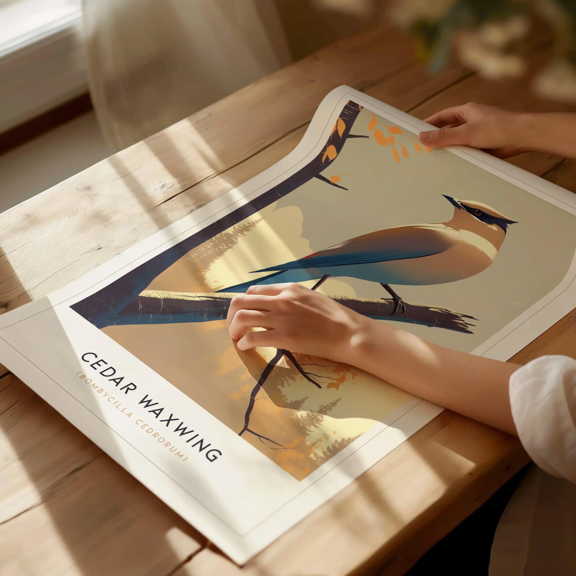 Cedar Waxwing Framed Poster | Nature Bird Lover Modern Wall Art | Audubon Wildlife Print | Woodland Cottage Decor - Swell Scenes
