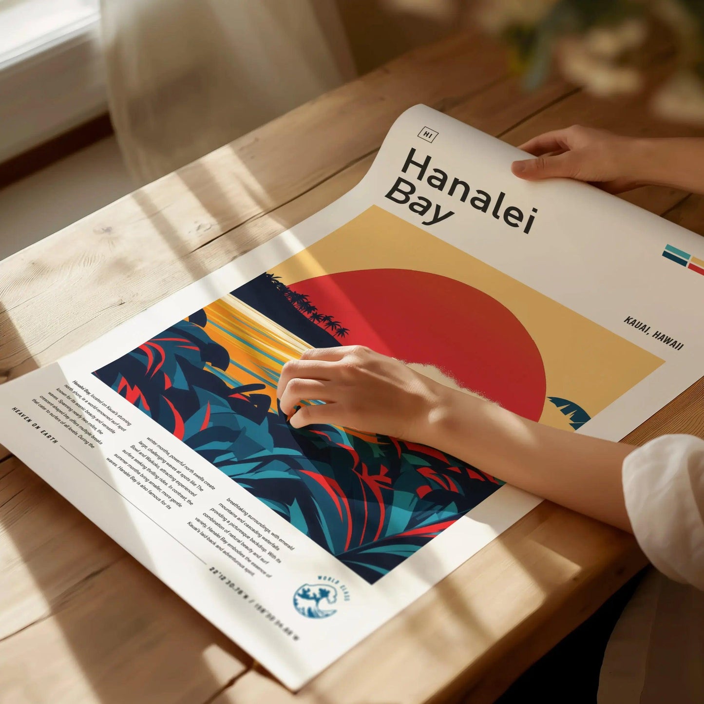 Hanalei Bay Surf Spot Framed Poster | Kauai Wave Modern Wall Art | Hawaii Surfer Travel Print | Surfing Minimalist Design Decor - Swell Scenes