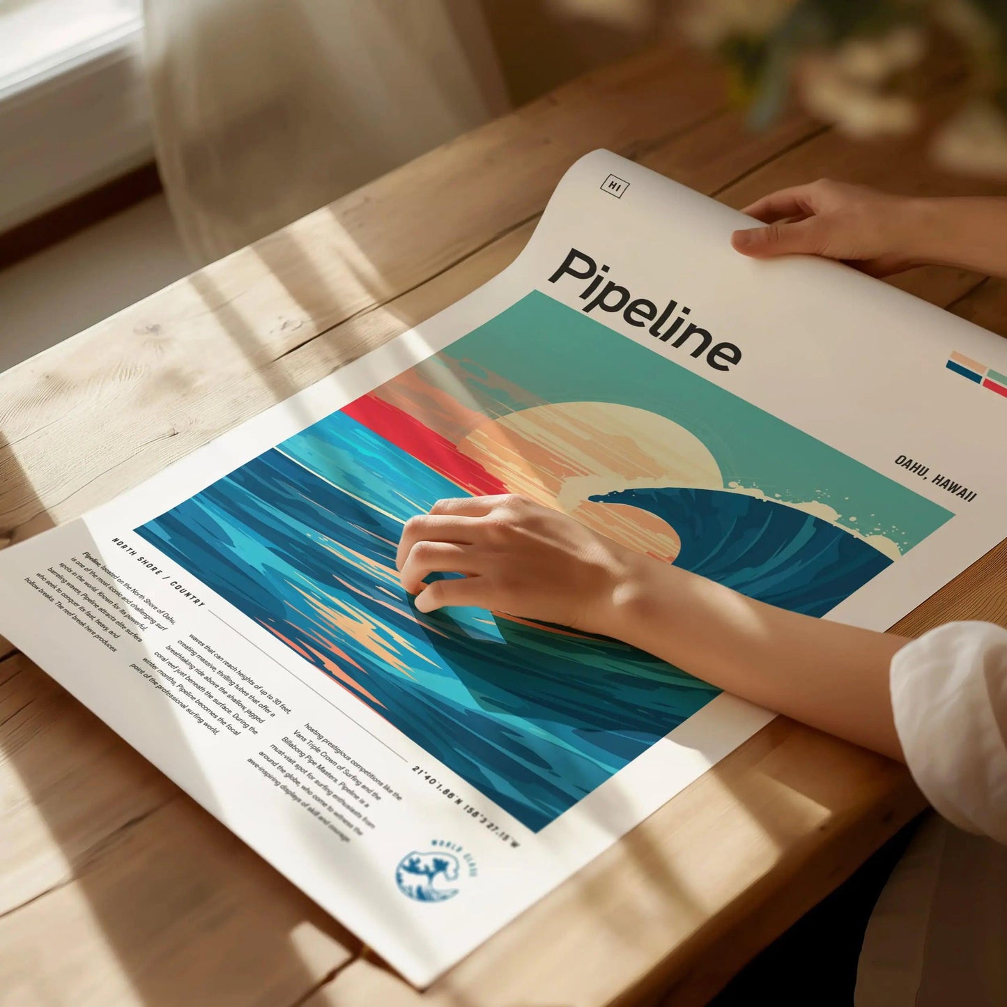 Pipeline Framed Surf Poster, Banzai Pipe Masters Wall Art, North Shore Travel Print, Hawaii Surfer Home Decor, Oahu Surfing Wave Spot Gift - Swell Scenes