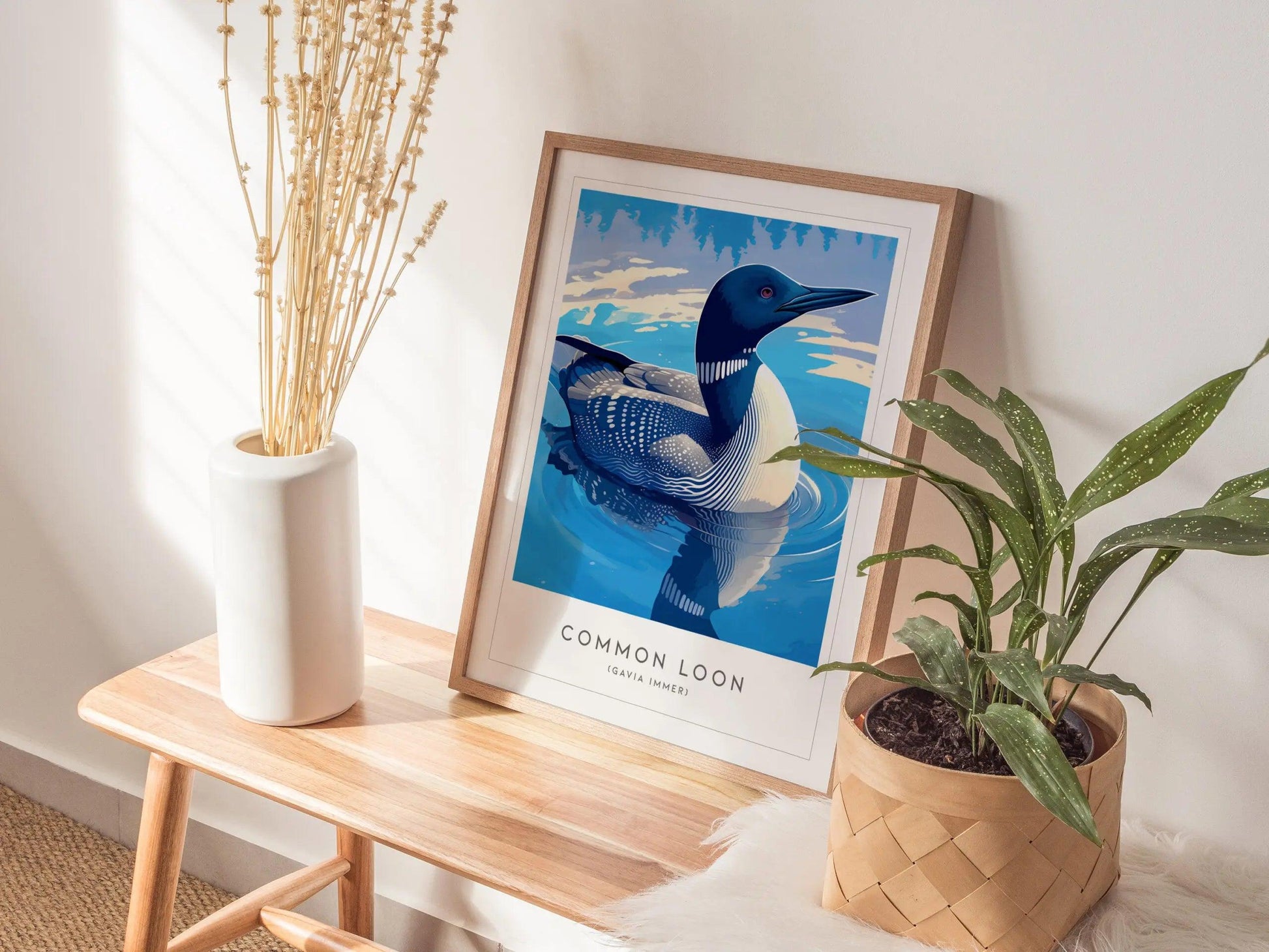 Common Loon Minnesota State Bird Framed Poster | Elegant Waterbird Wall Art Print | Birdwatcher Nature Fan Birding Home Decor Gift - Swell Scenes