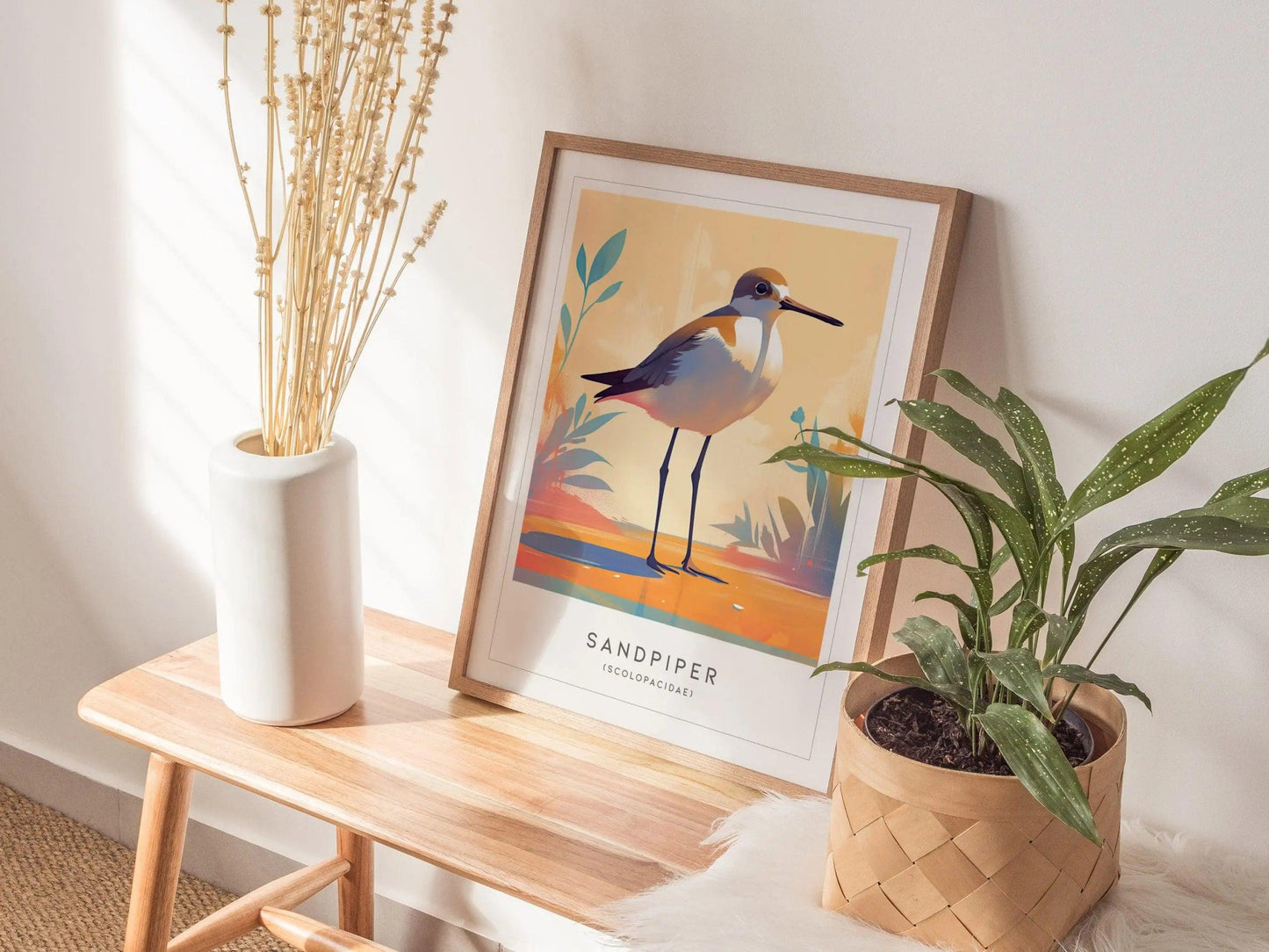 Sandpiper Beach Bird Lover Framed Poster | Audubon Wildlife Wall Art | Island Life Decor Sanderling Ocean Cottage Cozy Print - Swell Scenes